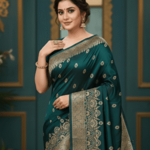 Emerald Glow Butter Silk Saree