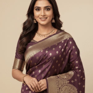 Vintage Wine Zari Elegance Silk Saree