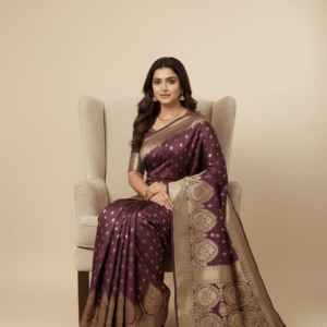 Vintage Wine Zari Elegance Silk Saree